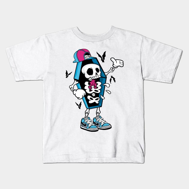 Comic - Coffin Swag Skull - bright Kids T-Shirt by ShirzAndMore